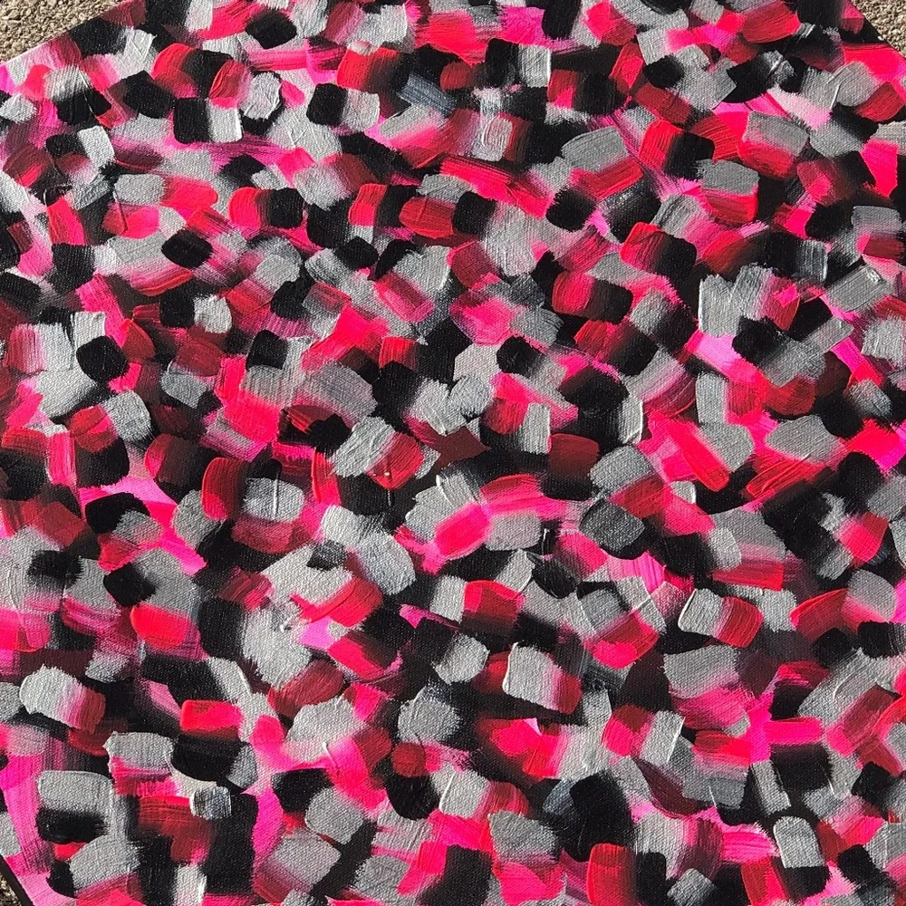 HANDCRAFTED CONFETTI ABSTRACT ART PINK, BLACK, SILVER